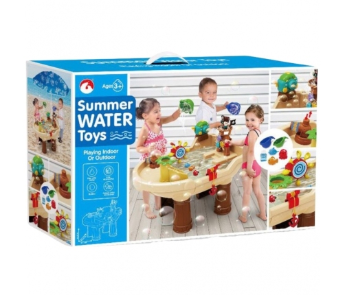 WOOPIE Stolik Wodny 2w1 Piaskownica Statek Piracki z Parasolem XL z Maszyna do Robienia Baniek Mydlanych