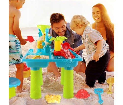 WOOPIE Stolik Wodny 2w1 Piaskownica z Krzesełkiem XL Aquapark 4-Baseny 13 akc.