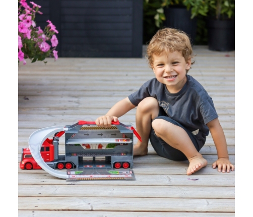 WOOPIE Zestaw Ciężarówka Laweta Garaż Tor Wyścigowy