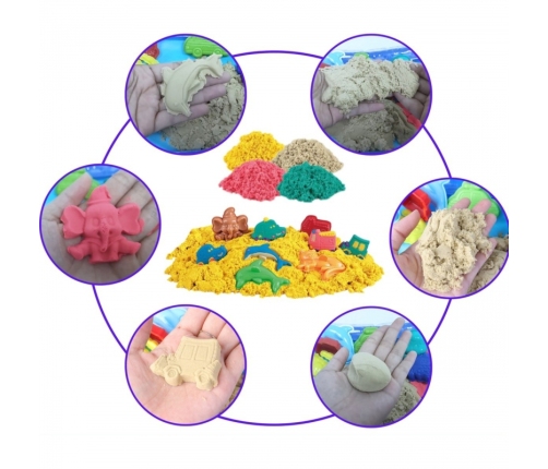 WOOPIE Piasek Kinetyczny 0,8 kg Zestaw w Koszyku z Foremkami + Basen