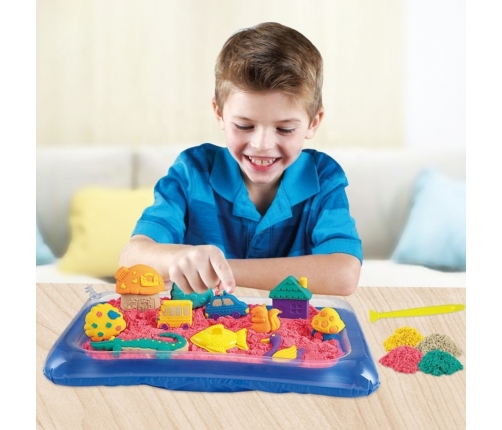 WOOPIE Piasek Kinetyczny 0,8 kg Zestaw w Koszyku z Foremkami + Basen