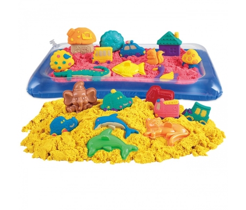 WOOPIE Piasek Kinetyczny 0,8 kg Zestaw w Koszyku z Foremkami + Basen