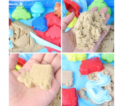 WOOPIE Piasek Kinetyczny 0,8 kg Zestaw w Koszyku z Foremkami + Basen