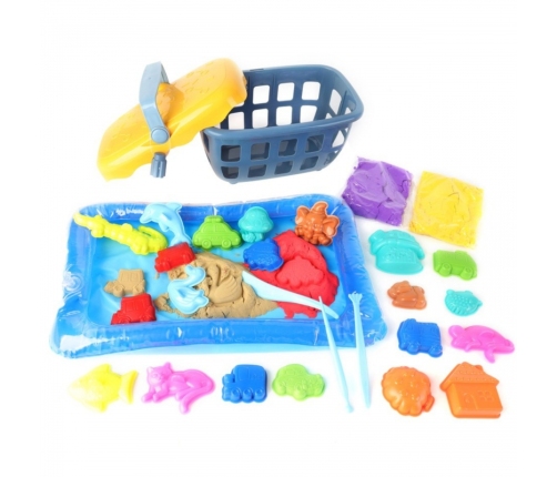 WOOPIE Piasek Kinetyczny 0,8 kg Zestaw w Koszyku z Foremkami + Basen