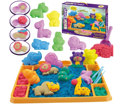 WOOPIE Piasek Kinetyczny 1,2 kg Zestaw XL ZOO Stolik z Foremkami