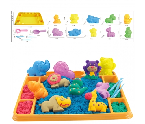 WOOPIE Piasek Kinetyczny 1,2 kg Zestaw XL ZOO Stolik z Foremkami