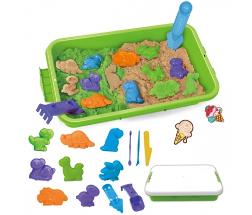 WOOPIE Piasek Kinetyczny 1,5 kg Zestaw XXL ZOO Safari Stolik z Foremkami