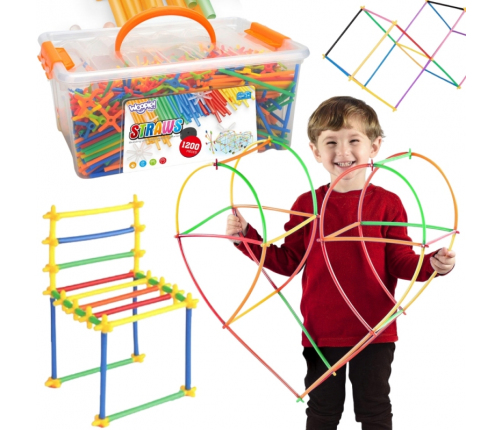 WOOPIE Klocki Konstrukcyjne Kolorowe Słomki 1200 el.