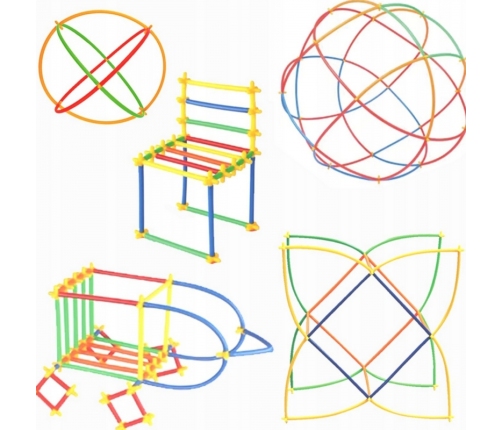 WOOPIE Klocki Konstrukcyjne Kolorowe Słomki 1200 el.