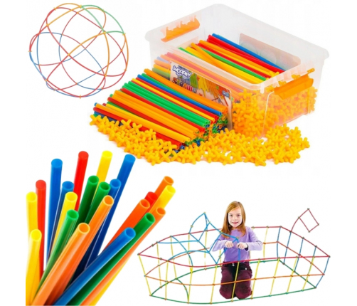 WOOPIE Klocki Konstrukcyjne Kolorowe Słomki 800 el.