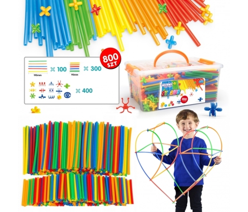 WOOPIE Klocki Konstrukcyjne Kolorowe Słomki 800 el.