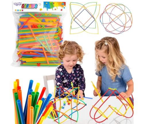 WOOPIE Klocki Konstrukcyjne Kolorowe Słomki 500 el.