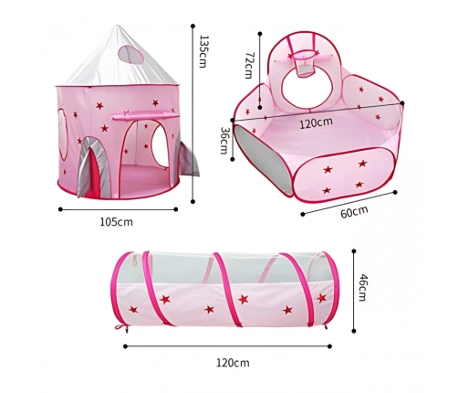 WOOPIE Namiot 3w1 Pałac Księżniczki XXL Domek Tunel Suchy Pałac