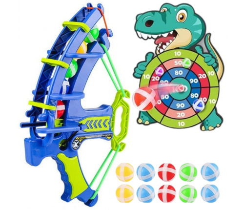 WOOPIE Gra Zręcznościowa w Rzutki na Rzepy Zestaw 2w1 Tarcza + Wyrzutnia Łuk Dino