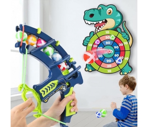 WOOPIE Gra Zręcznościowa w Rzutki na Rzepy Zestaw 2w1 Tarcza + Wyrzutnia Łuk Dino