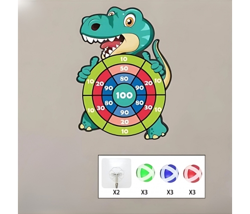 WOOPIE Gra Zręcznościowa w Rzutki na Rzepy Zestaw 2w1 Tarcza + Wyrzutnia Łuk Dino