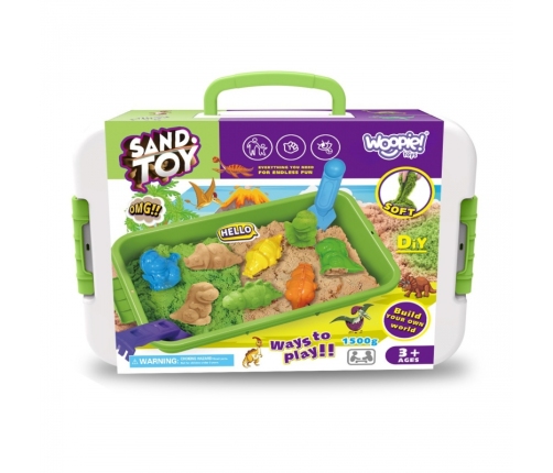 WOOPIE Piasek Kinetyczny 1,5 kg Zestaw XXL ZOO Safari Stolik z Foremkami