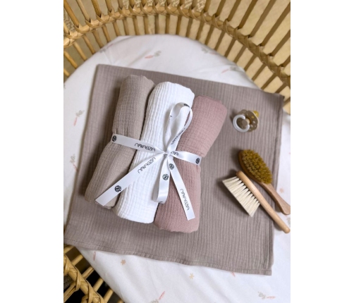 Хлопковые муслиновые пеленки 3 шт. Powder Pink