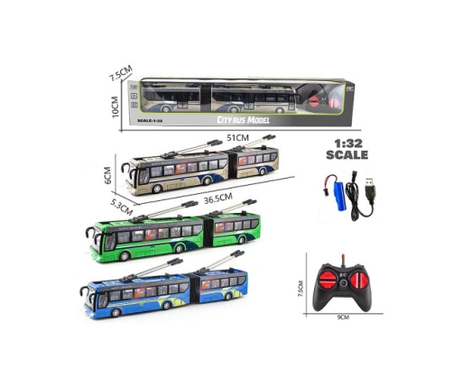 Радиоуправляемый троллейбус (4 функции, свет) аккум. USB зарядка 21 cm 570573