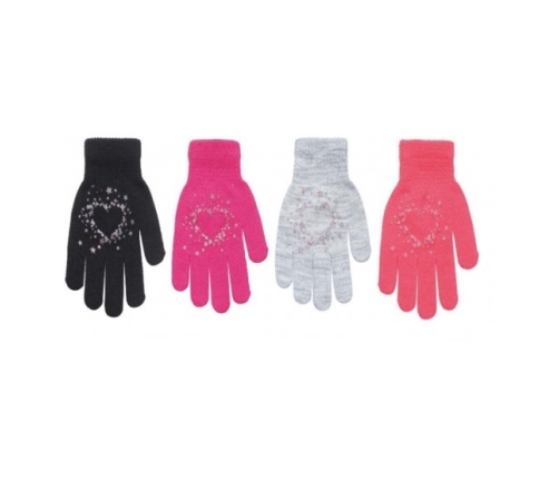 Перчатки для девочек тонкие Сердце 16 см разные R-012A-16