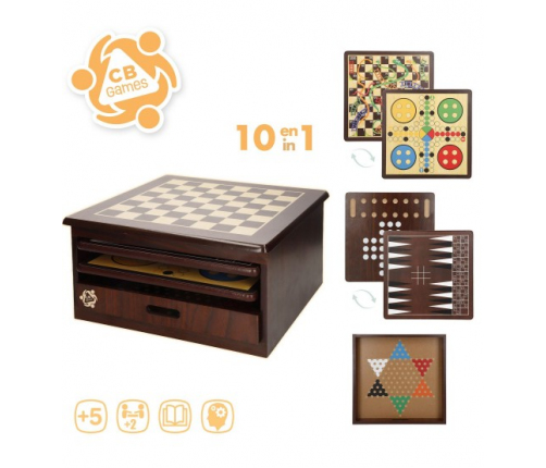 Набор настольных игр «10 в 1» с деревянным ящиком для хранения 5+ CB33074