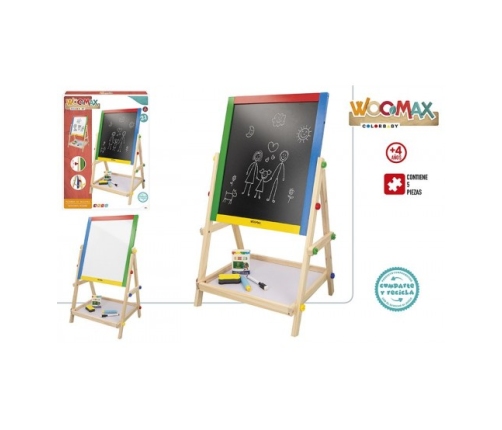 Бело-черная деревянная доска с мелом, маркером и ластиком 37,5x65 см 3+ CB43688