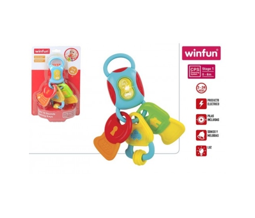 Muzikāla attīsto&scaron;a rotaļlieta Ma&scaron;īnas pults ar atslēgām ar gaismu un skaņu no 0 men. CB44716