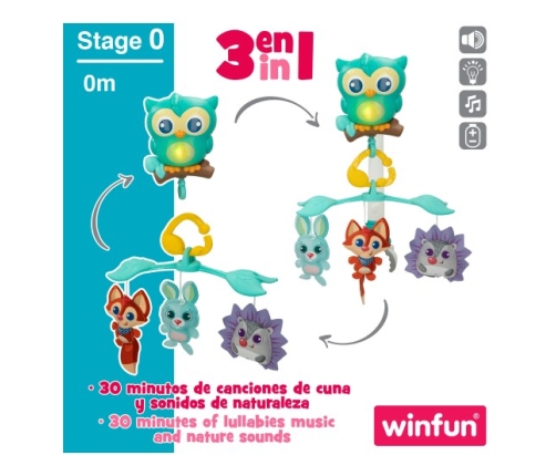 Muzikālais karuselis gultiņai 3in1 CB46704