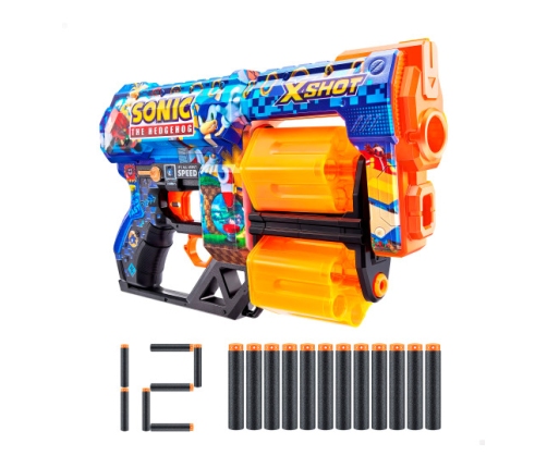 Pistole ar 12 porol. &scaron;autriņam līdz 27 m X-Shot Skins Sonic ZURU 8 g+ CB47133