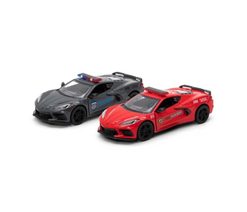 Металлическая авто моделька 2021 Corvette (Police/Firefighter) 1:36 KT5432PR
