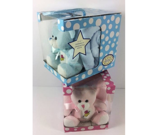 Плюшевый мишка с пледом 75x100 cm розовый/голубой 154606