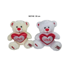 Плюшевый мишка 30 cm с сердцем LOVE (M3740) разные 166616