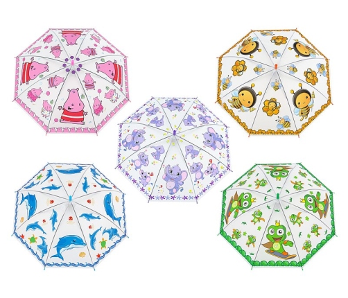 Зонтик со свистком детский ЗВЕРЯТА 65 cm длина разные 512986