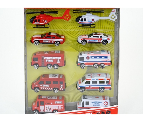 Metāla auto 10 gb. Ugunsdzēsēju brigāde un ātrā palīdzība 30x19 cm 517622