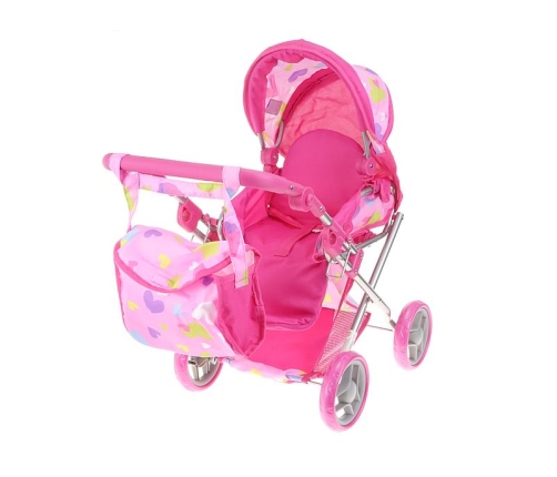 Leļļu ratiņi ar kulbiņu un regul. rokturi 66x58x36cm 549050