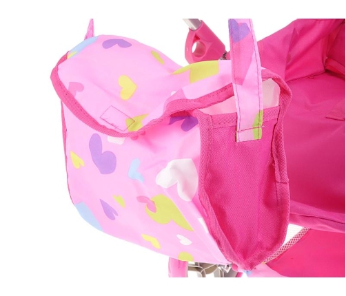 Leļļu ratiņi ar kulbiņu un regul. rokturi 66x58x36cm 549050