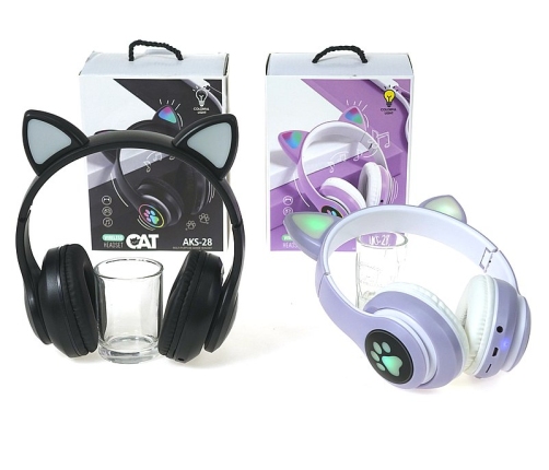 Детские беспроводные наушники, со светом, с ушами, Bluetooth, кабель USB разные 556133