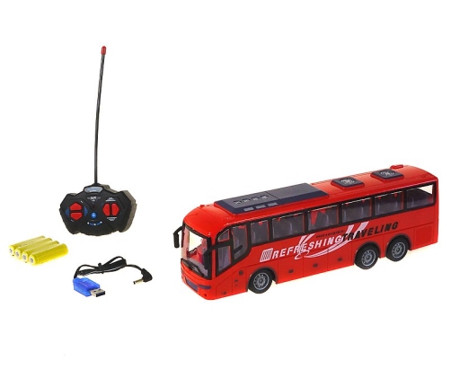 Радиоуправляемый автобус (4 функции, свет) аккум. USB зарядка  32 cm 563407