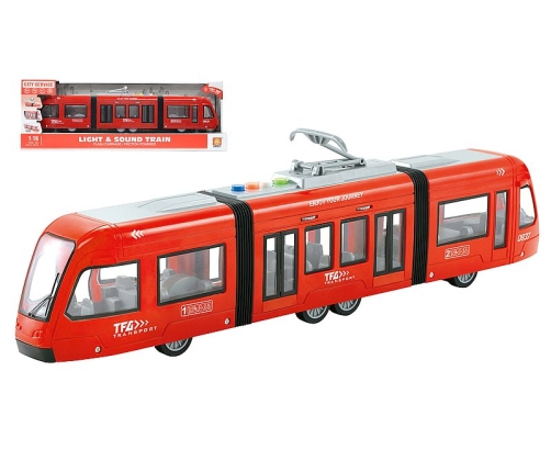 Трамвай со светом и звуком, инерция, открыв. двери  44 cm 606555
