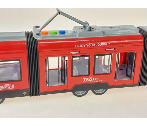 Трамвай со светом и звуком, инерция, открыв. двери  44 cm 606555