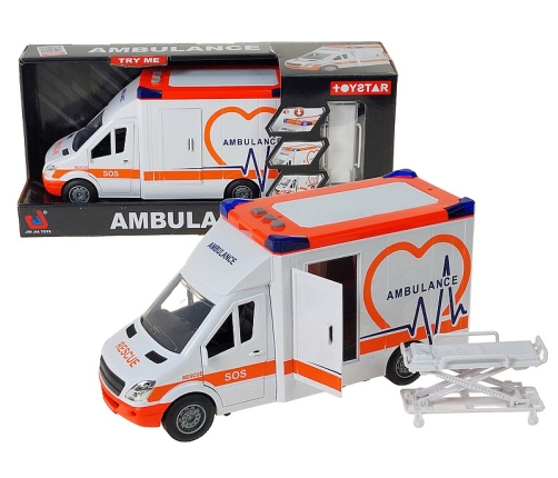 Ātras palīdzības ma&scaron;īna ar atveramām durvīm ar skaņu un gaismu 28x14 cm 613645