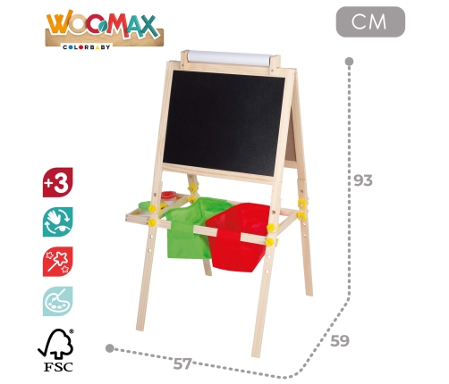 Koka tāfele rakstīšanai marķieris, krītu 59x93 cm 3+ CB33048