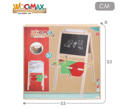 Koka tāfele rakstīšanai marķieris, krītu 59x93 cm 3+ CB33048