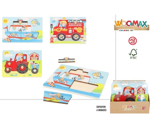 Koka attīstoša rotaļlieta Puzlis no 6 gab. Transports 12 men.+ CB33059