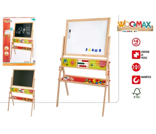 Деревянная доска для письма, маркер, мел, магнит. буквы 68х112 см 4+ CB42149