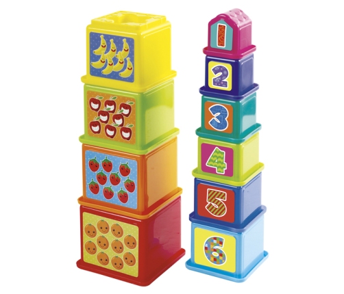 Пирамида из кубиком с цифрами и фруктами 10 элементов с 12 мес CB44285