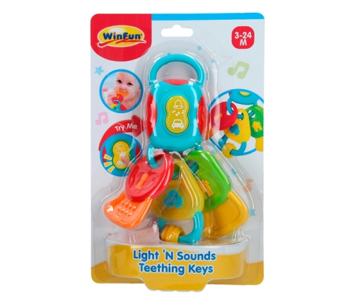 Muzikāla attīsto&scaron;a rotaļlieta Ma&scaron;īnas pults ar atslēgām ar gaismu un skaņu no 0 men. CB44716