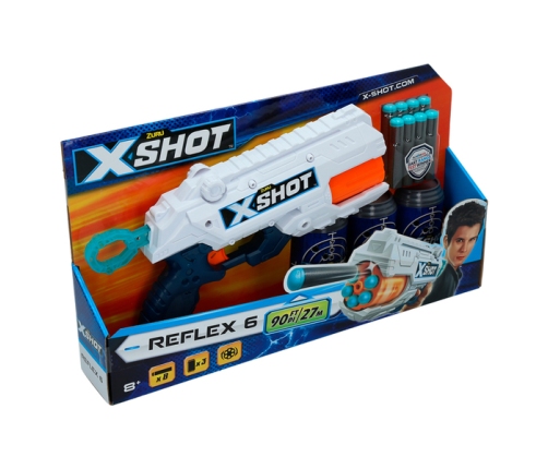 Pistole ar porol. šautriņām līdz 27 m X-Shot Reflex-6 ZURU 8 g+ CB44768