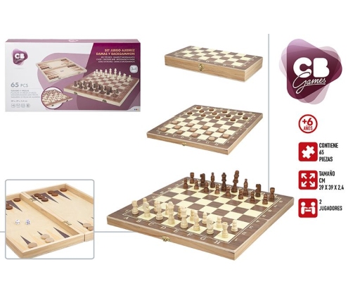 Galdā spēle 3in1 Šahs Dambrete Nardi CB45593