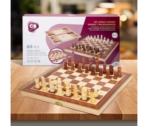 Galdā spēle 3in1 Šahs Dambrete Nardi CB45593